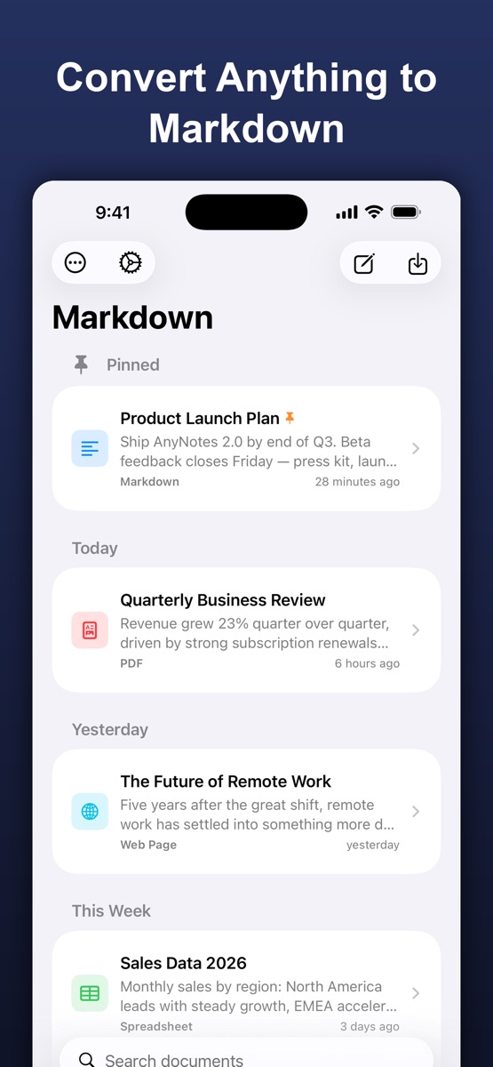 AnyMarkdown iPhone document library